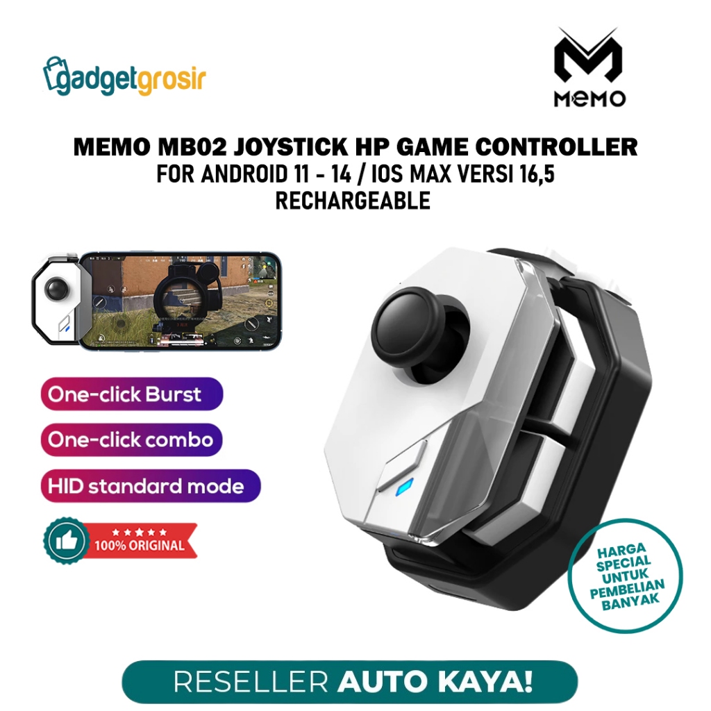 MEMO MB02 Magic Record Macro Controller Game Bluetooth Joystick Mobile Gaming With L1 R1 Firing Butt