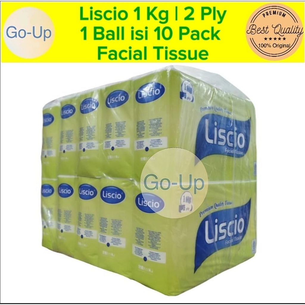 [1 Ball isi 10 Pack] Tisu LISCIO Facial Tissue 1000 Gram 2 Ply Tisu Wajah 1 Kg 2 Ply Murah Grosir Pr