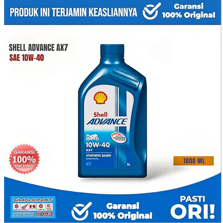 Oli Mesin SHELL ADVANCE AX7 1L 1000 ML 4T Sae 10W-40  Motor Vixion , CB150R , CBR150
