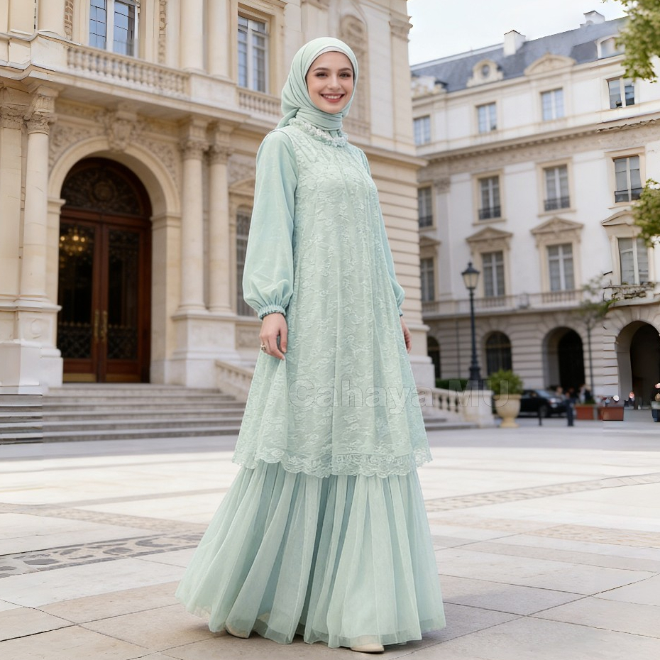 Ready Gamis Kondangan Pesta Mewah Elegan/Gamis Brukat Premium