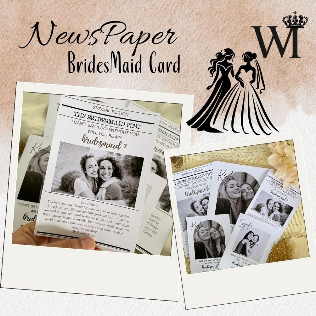Bridesmaid Card Newspaper Kartu Undangan Bridesmaid Simple Bridesmaid Card Kartu Bridesmaid Murah