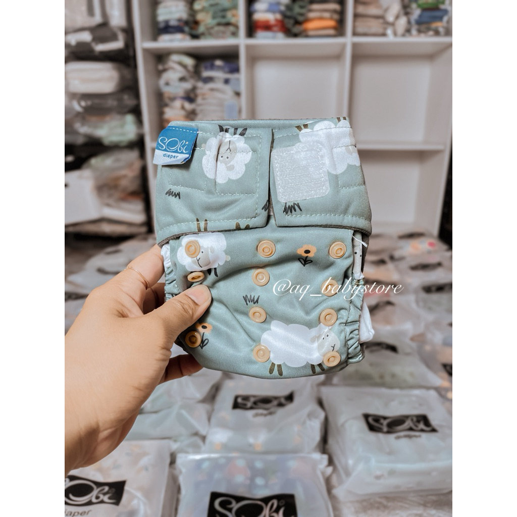 Sobi Newborn Bamboo Charcoal Clodi Bayi Baru Lahir dengan Velcro