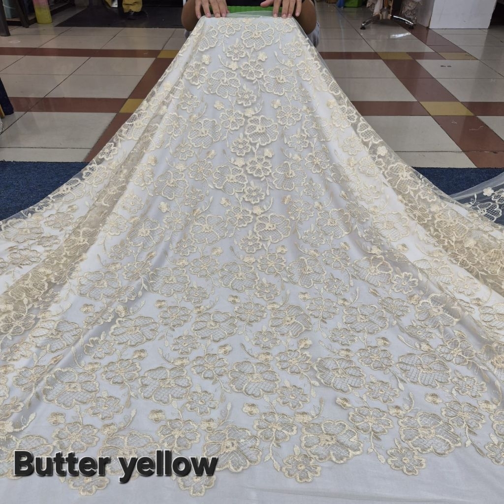 PROMOMURAH BAHAN KAIN TULLE BORDIR LACE CLAMBYA PREMIUM//KAIN TULLE BORDIR CLAMBYA LABI-LABI MOTIF T