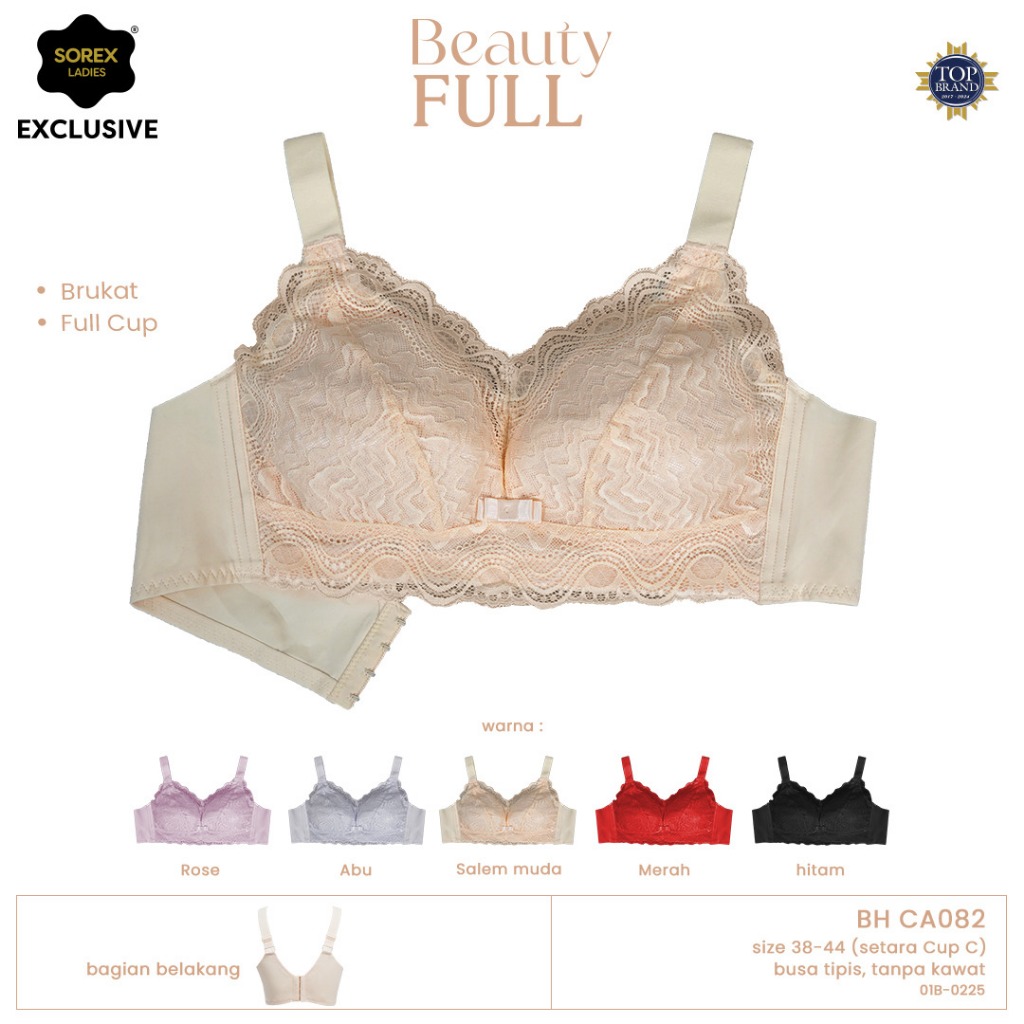 SOREX BRA BH CA 082 Tanpa Kawat Tanpa Busa Kait 4 (Cup C)