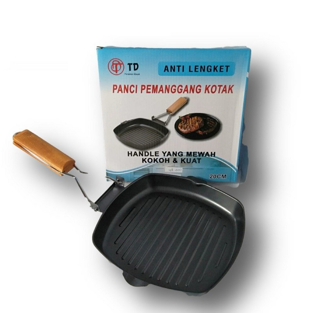 TD Square Grill Pan 20cm - Grill Alat Panggang BBQ - Grill Pemanggang