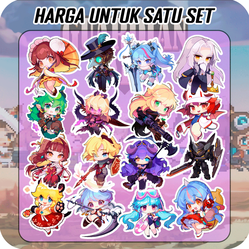Stiker Guardian Tales GT Knight Princess Andras Hana, Sticker Anime Lucu