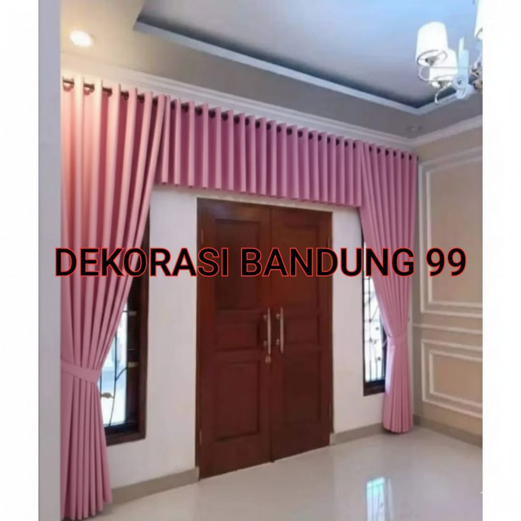 satu set gorden poni atas pintu panjang 3 meter gorden jendela minimalis ruang tamu gorden Blackout