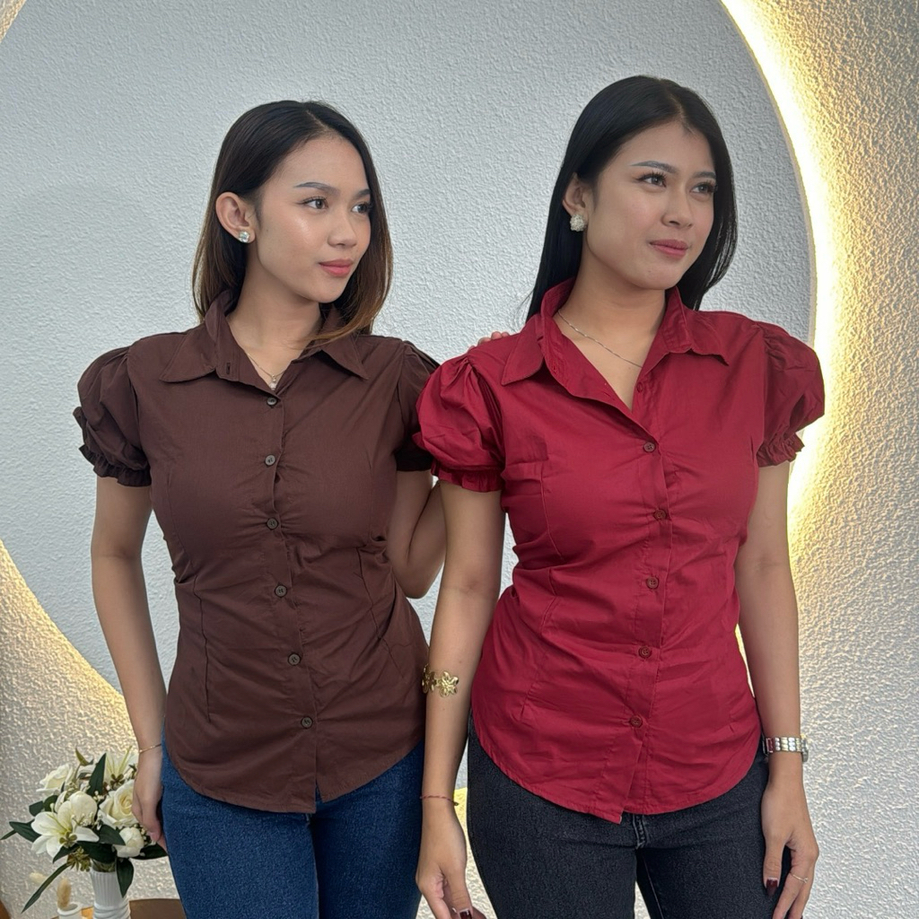 LAXMII - Veronica Shirt Poplin // Kemeja Basic Fit Body Kantor // Kemeja Slim Fir Kampus Berkerah