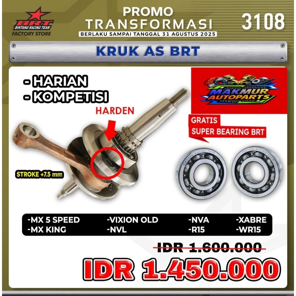 Kruk AS BRT Jupiter MX New/MX King 5 Speed - BINTANG RACING TEAM