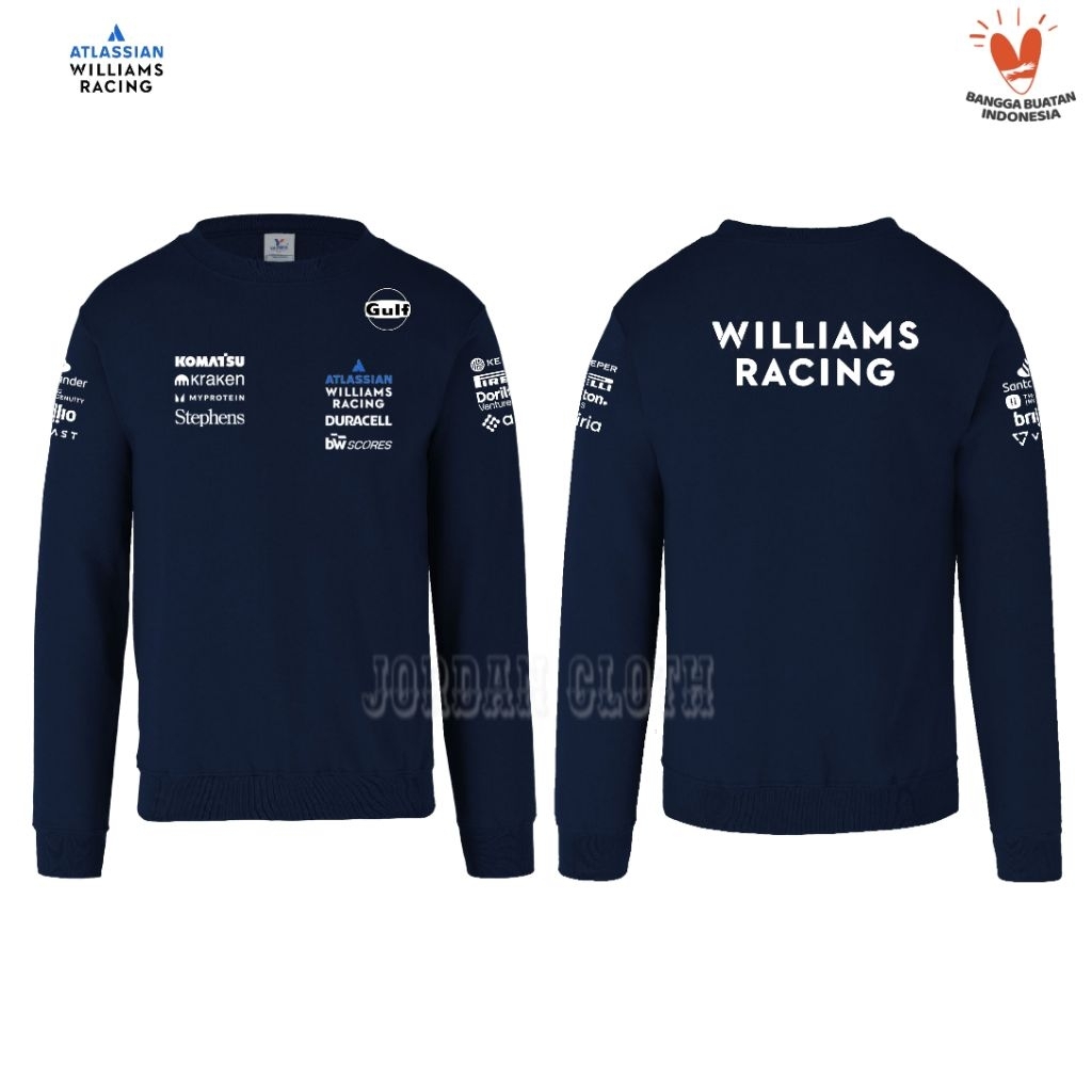 Sweater Jaket Hoodie Team Atlassian Williams Racing F1