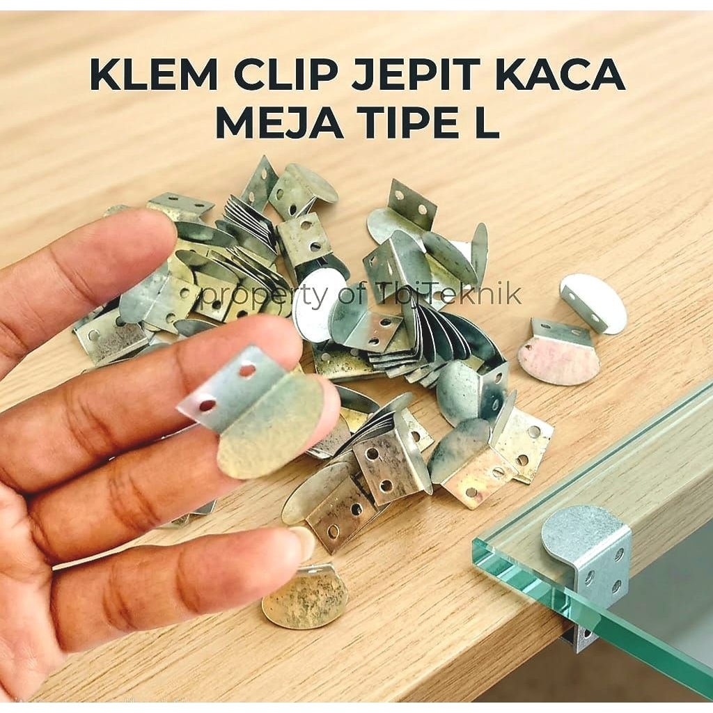 klem penjepit kaca atau klem penahan kaca tipe L