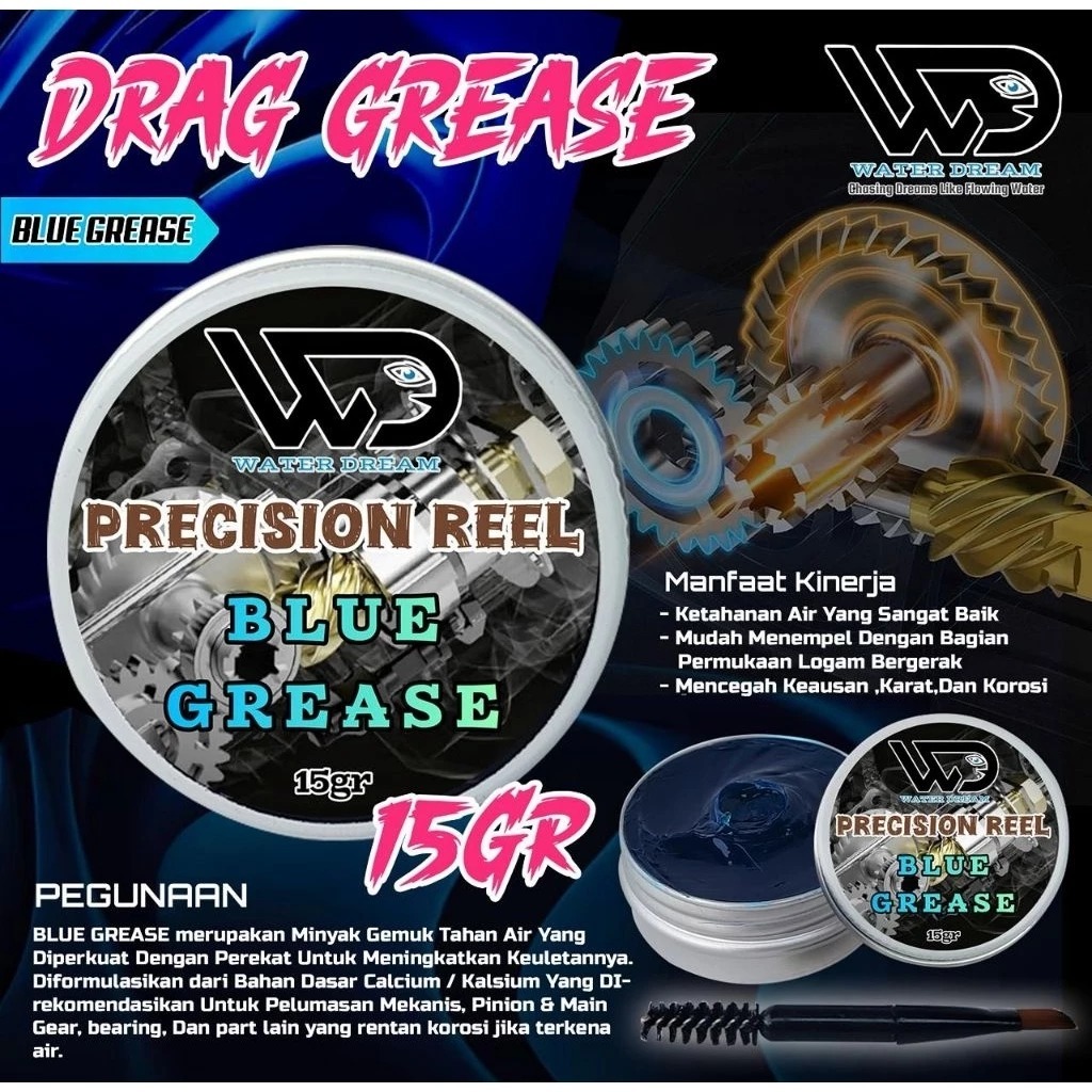 Precision Reel WD Water Dream Blue Grease – Pelumas Gemuk Gear Reel Pancing Spinning BC OH Tahan Air