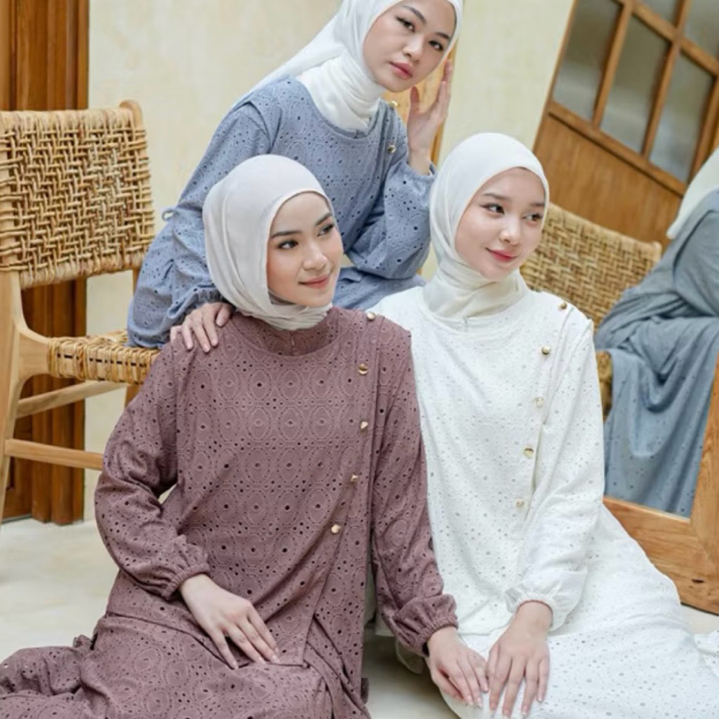 Ravena Dress Knit Katbol Raya Premium 2025 / Gamis Rompi 2In1 | Gamis Rompi Lepas |Gamis Brukat puti
