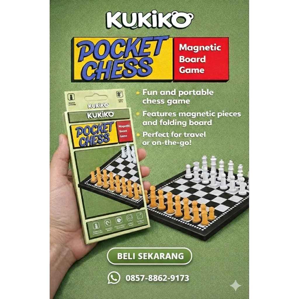 Catur Mini | Portable Chess | Catur Kecil Magnet | Pocket Chess | Catur Saku Lipat | Magnetic Chess