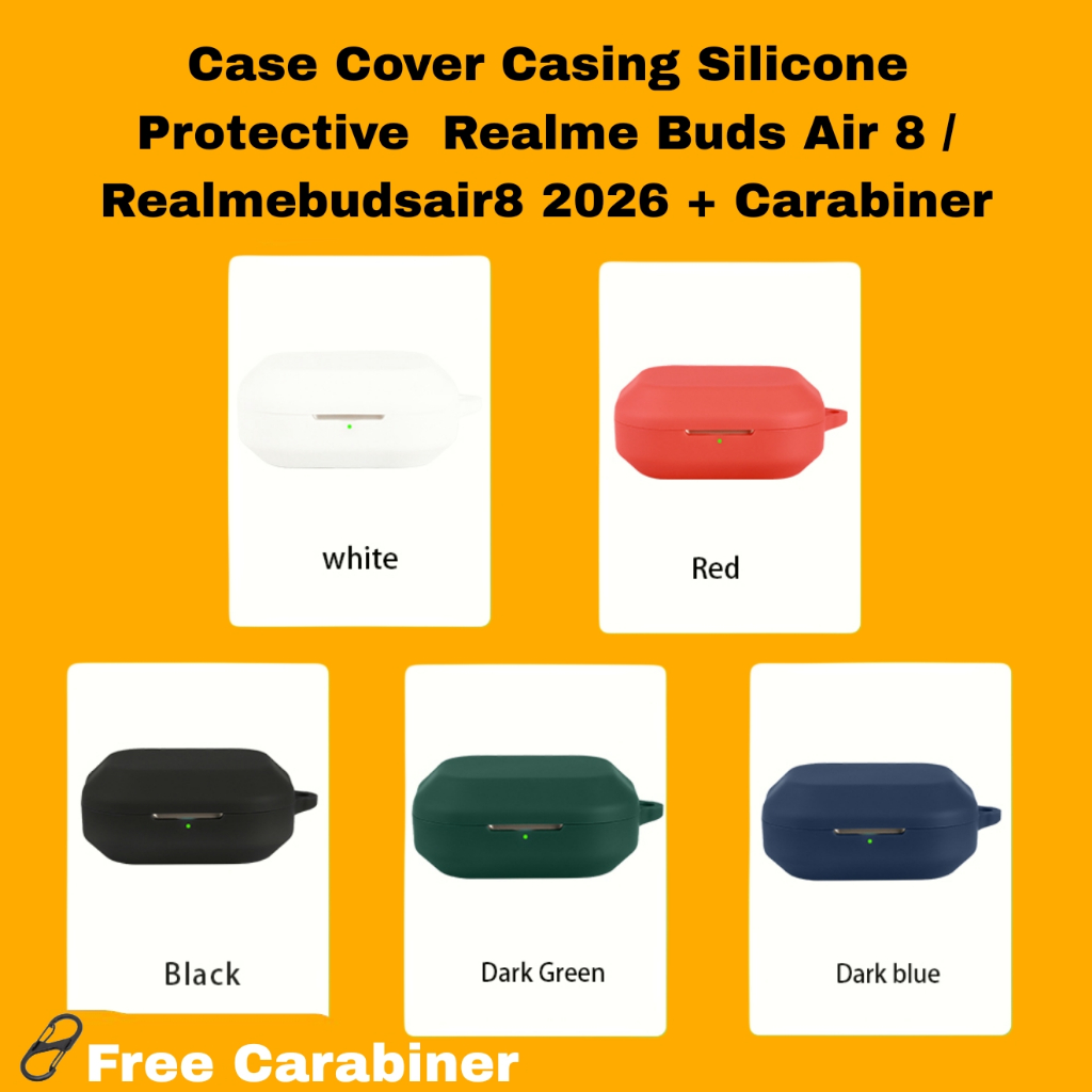 Case Cover Casing Silicone Protective  Realme Buds Air 8 / Realmebudsair8 2026 + Carabiner