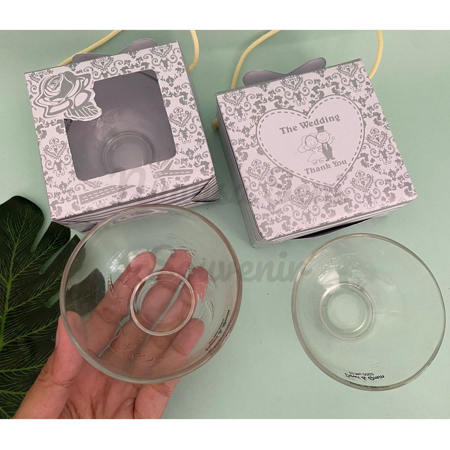 Souvenir Mangkuk Sambal Kaca Kecil Mangkok Bumbu Sereal Beling Motif Bulat