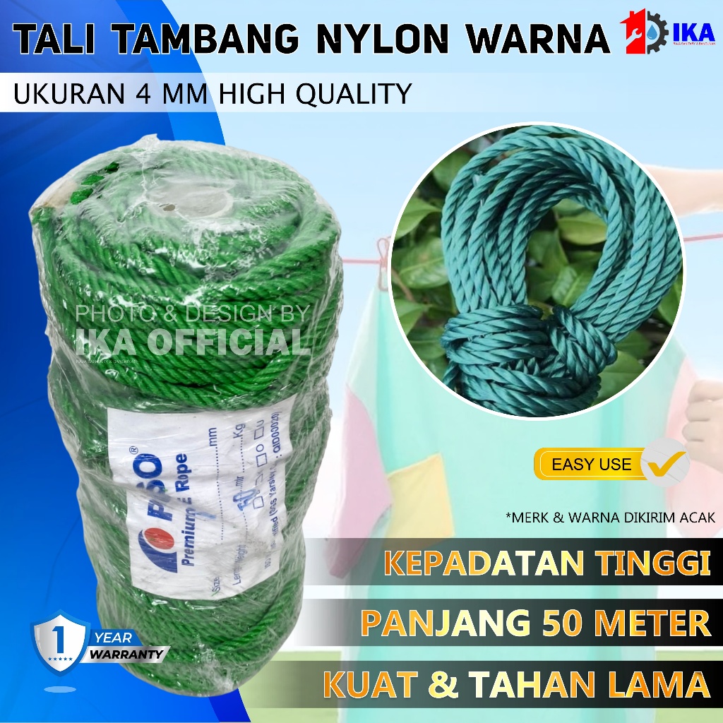 Promo Termurah Tali Tambang 4mm per roll Tali Nylon Nilon / Tali Layangan Tali Tambang Plastik Kecil