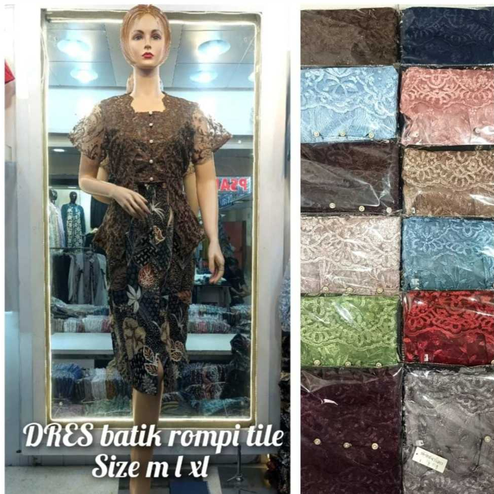 Dress BATIK ROMPI WANITA/DRESS ROMPI BATIK LENGAN PENDEK