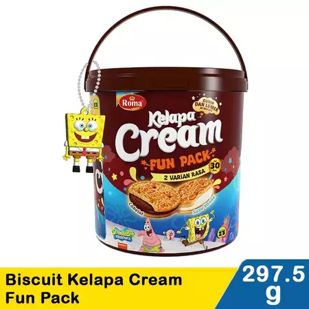 Roma Bisckuit Kelapa Cream Fun Pack 2 Varian Rasa Kemasan Toples Ember Isi 30 Pcs Biskuit 2 Rasa Cok