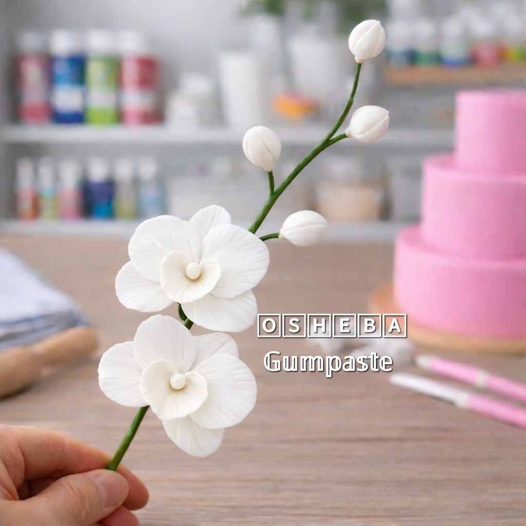 [osheba] gumpaste bunga filler anggrek SQ 42 warna all white