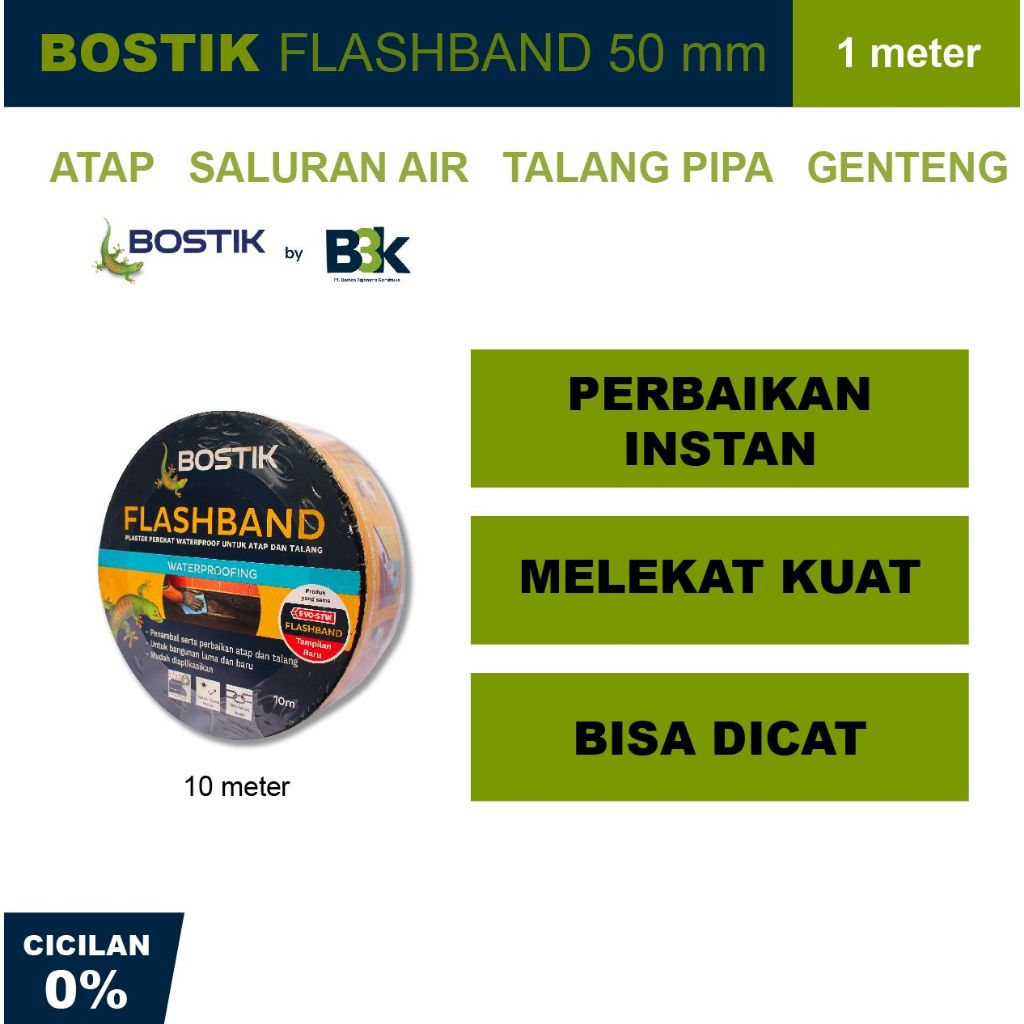 Flashband Evostik Bostik ORIGNAL ASLI Lebar 5 cm Aspal Bitumen Rubber Eceran 1 Meter Waterproofing W