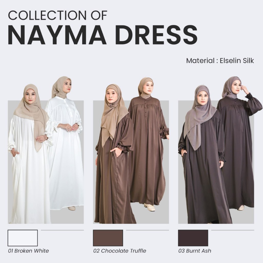 lidiahadiwinoto - Nayma Dress Elselin Silk Gamis Polos Series