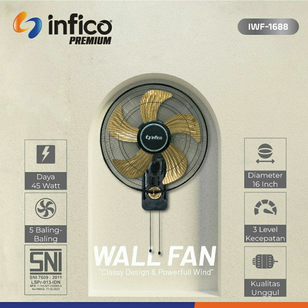 kipas angin dinding besi 16 inchi wallfan besi 16 inch infico wallfan tornado 16 inch