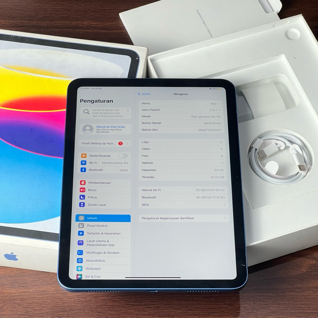 IPAD 10 64GB IBOX MULUS NORMAL FULLSET ORI