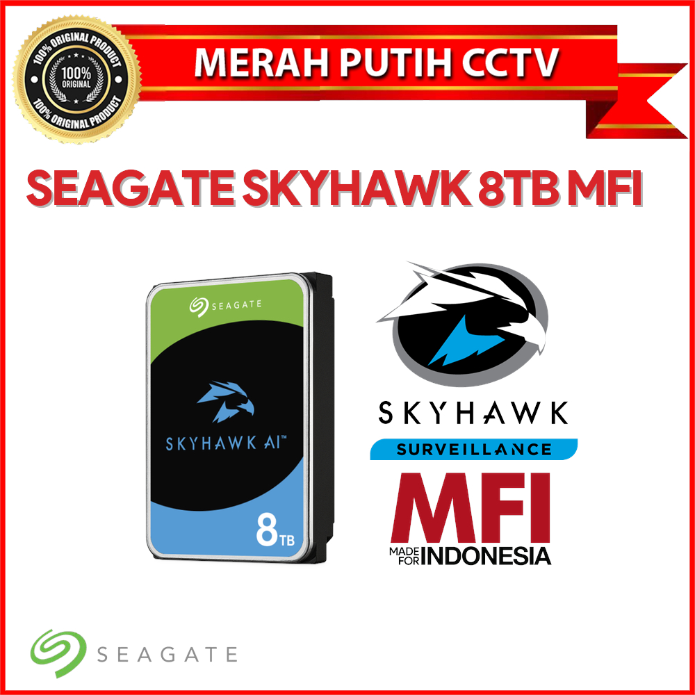 SEAGATE SKYHAWK AI 8TB MFI / SATA HDD SKYHAWK BERGARANSI RESMI 3 TAHUN