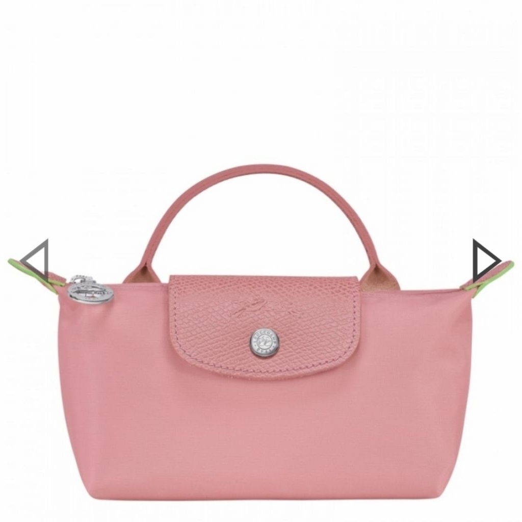 LC LE PLIAGE GREEN POUCH PETAL PINK WITH STRAP