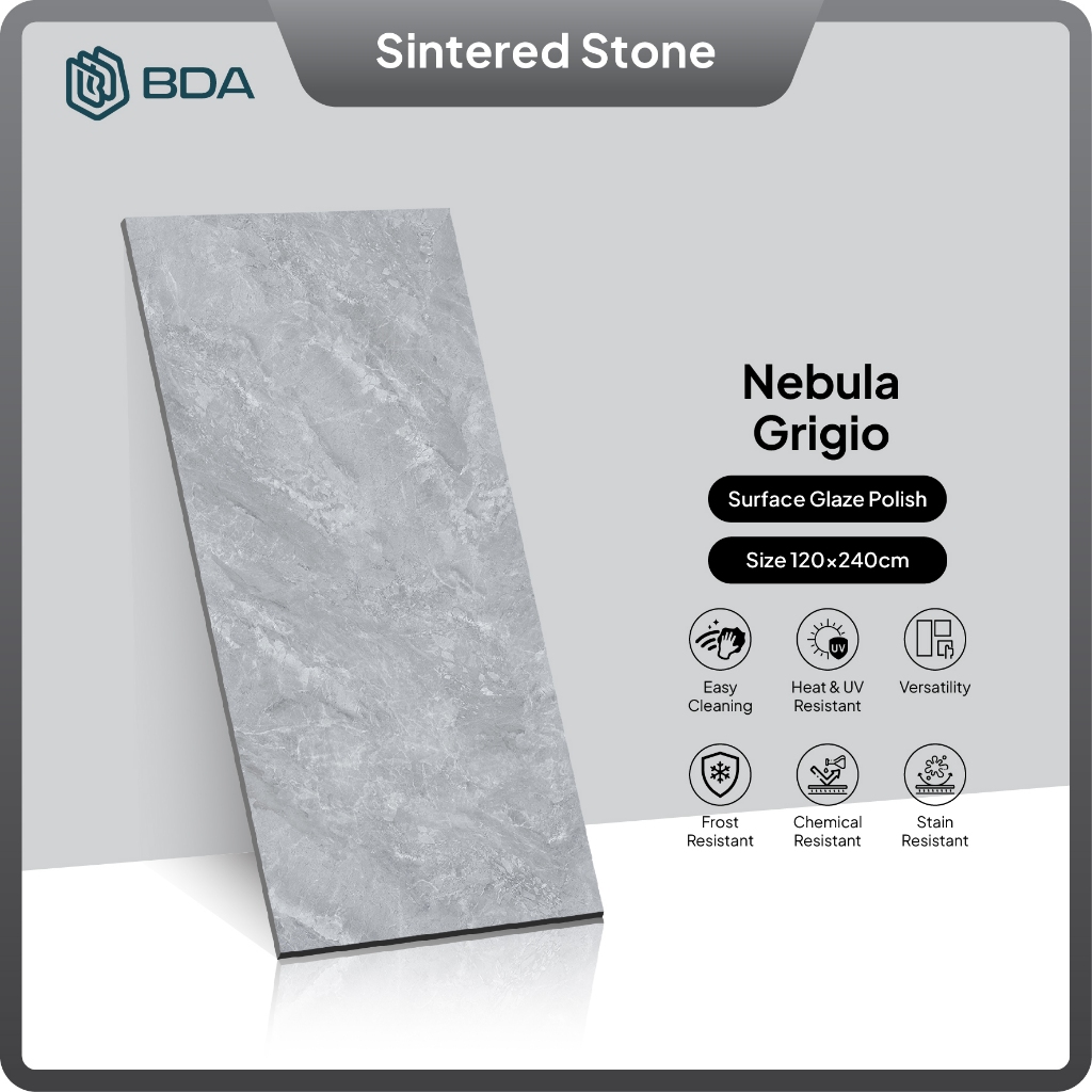 BDA Granite Tile Granit 120X240 Sintered Stone Keramik Lantai Keramik Dinding Big Slab Nebula Grigio