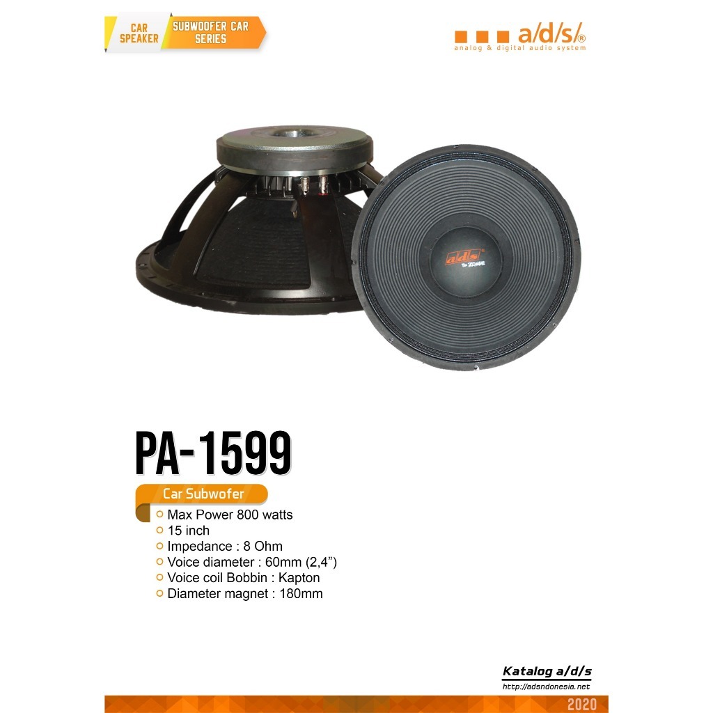 Speaker Full Range ADS 15 Inch PA 1599 / PA1599 Voice Coil 2.4" Original