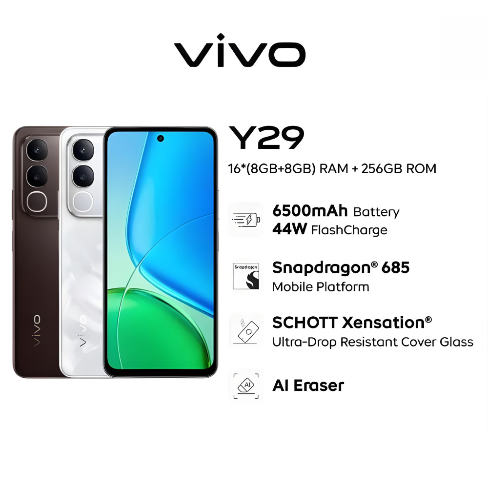 vivo Y29 8GB/256GB HP Android Original RAM 8GB ROM 256GB Garansi Toko 2 Tahun Baterai Besar Smartpho
