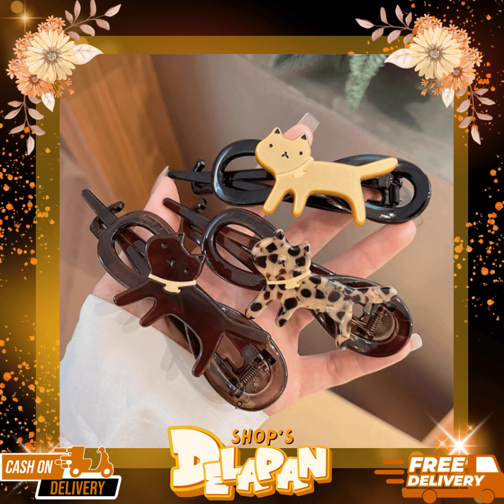 DELAPANSHOP | Jepit Rambut Wanita Motif Kartun / Jepit Rambut Keriting Kucing / Jedai Rambut Kartun 