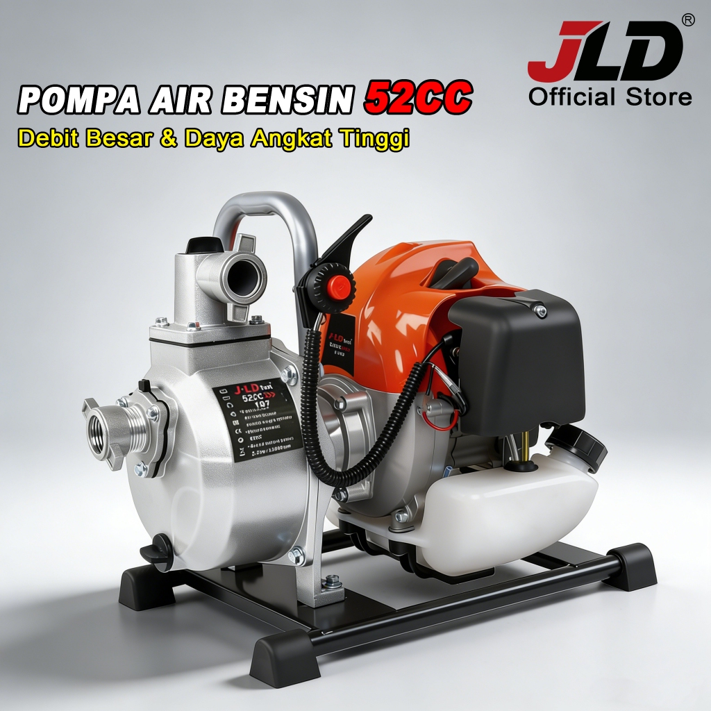 JLD Pompa Air Bensin 52CC Tanpa Listrik | Pompa Air Sawah Kebun Tambak | Untuk Irigasi Sawah & Anti 