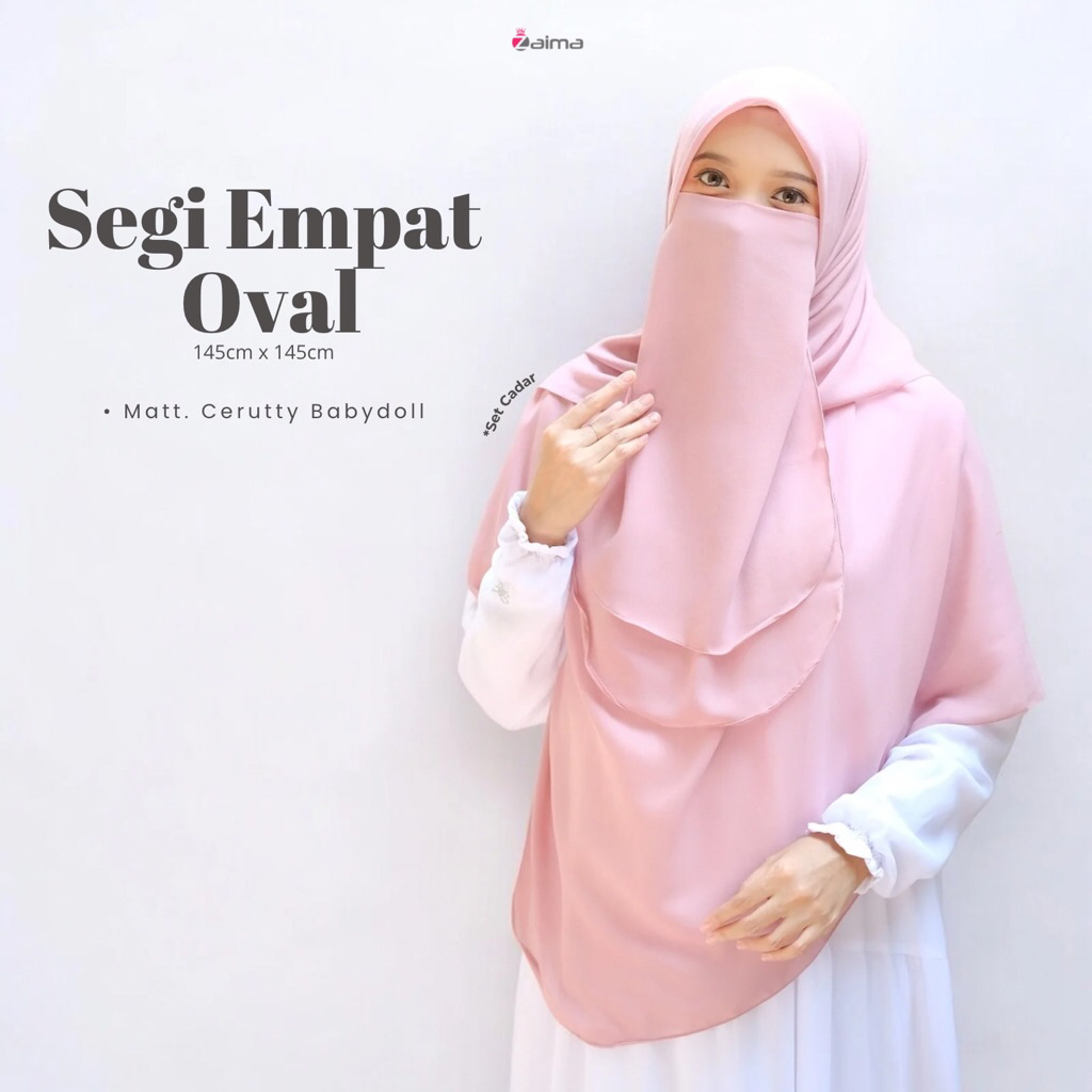 SET CADAR Segi Empat Oval Bawal Malay Curve Jumbo Syari Ceruty Babydoll 145x145 | Ayesha 145 Cadar