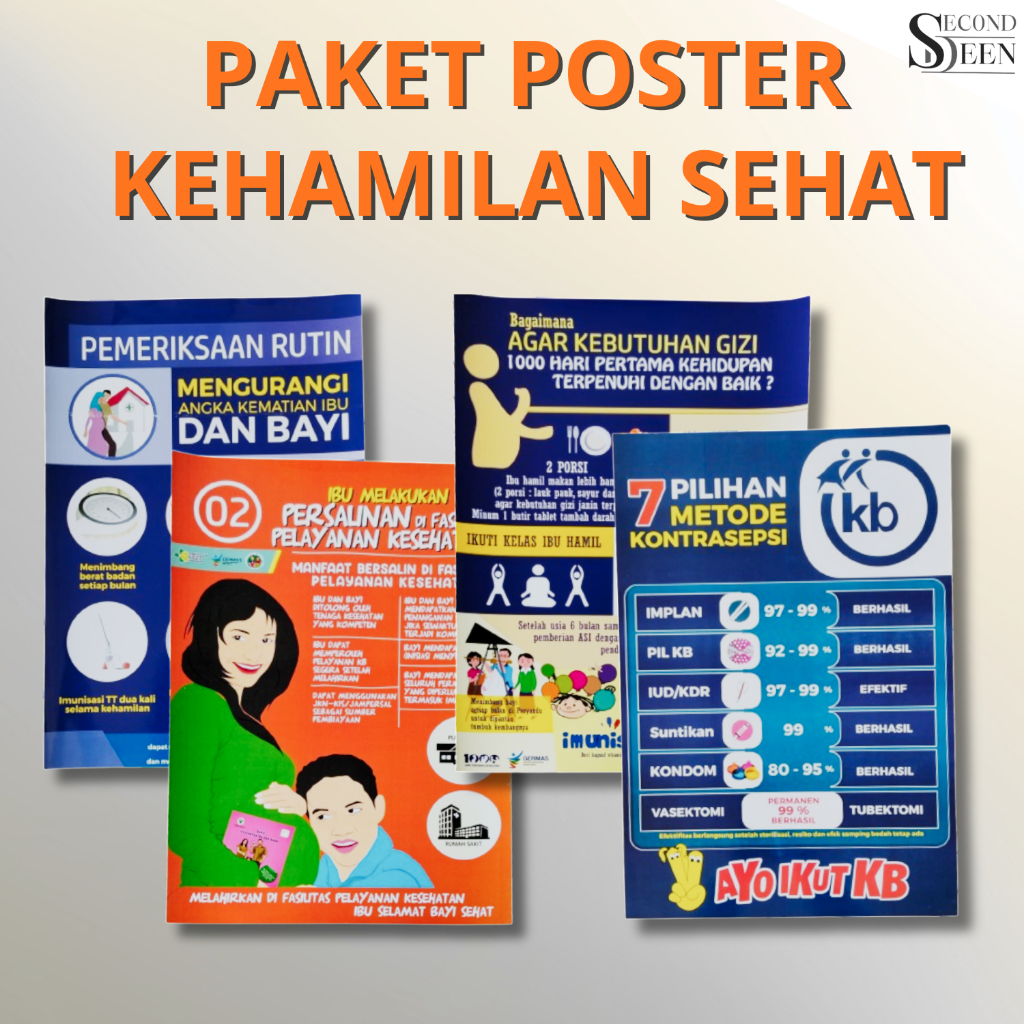 Paket Poster Kehamilan Sehat | Edukasi Kehamilan & Gizi Selama Hamil | Poster Kebidanan