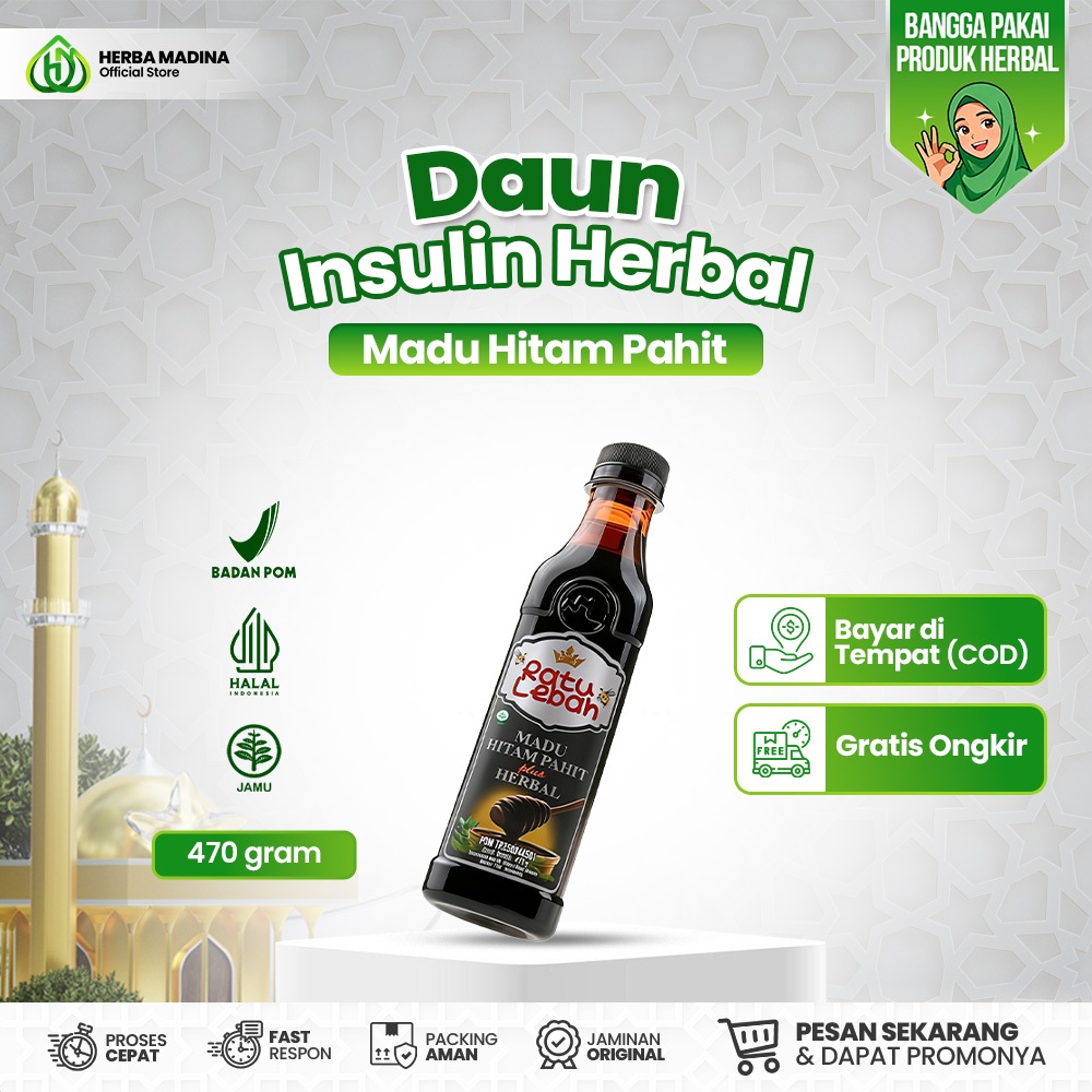 Herba Madina | MADU HITAM PAHIT RATU LEBAH - Obat Herbal Diabetes Hipertensi Kencing Manis Darah Tin