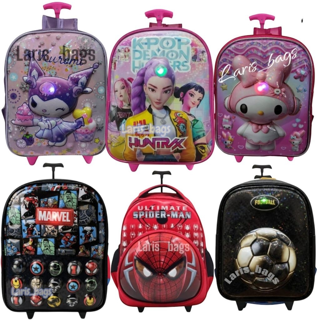 Tas sekolah anak perempuan/Tas troli BTS LED SD/Tas dorong anak/Tas bahu anak/Tas anak troli/tas ana