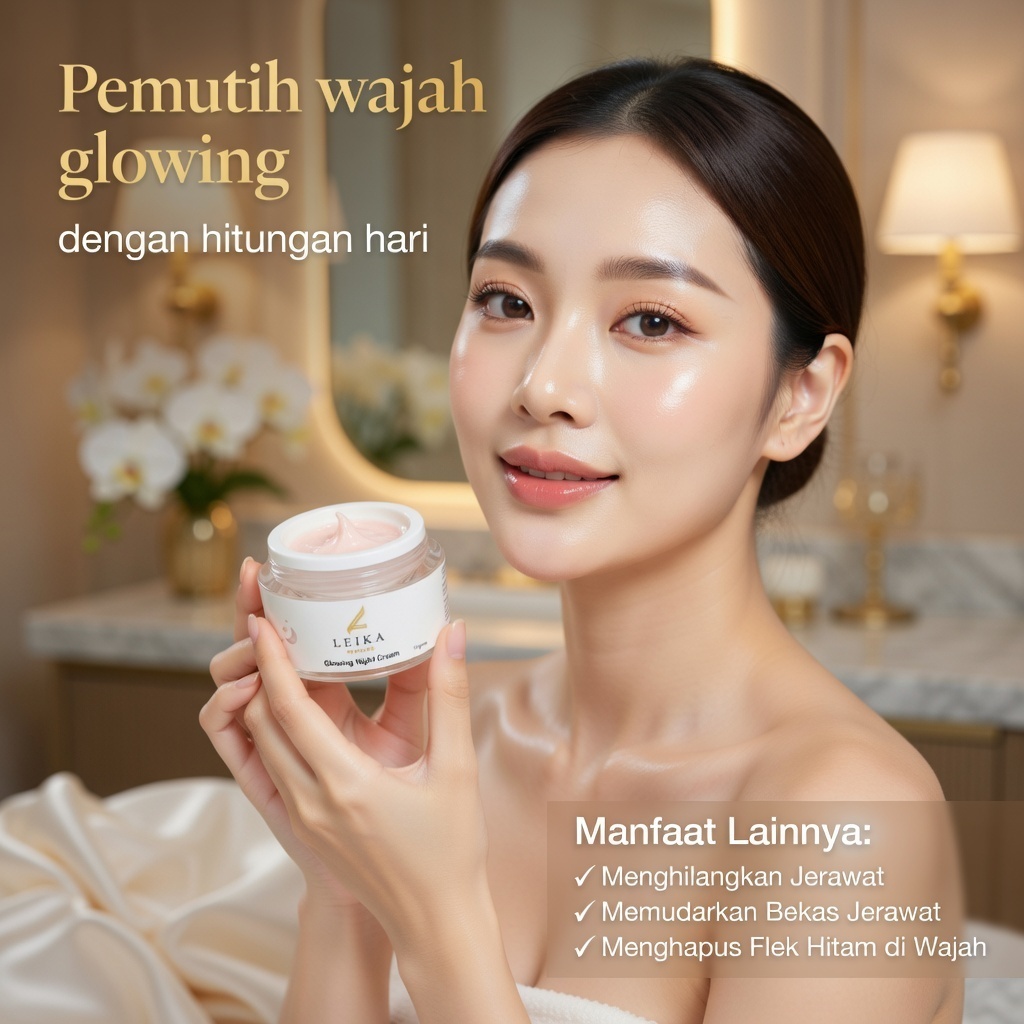 Glowing Night Cream Pemutih Wajah Glowing Permanen Bpom Krim whitening brigtening mencerahkan cream 