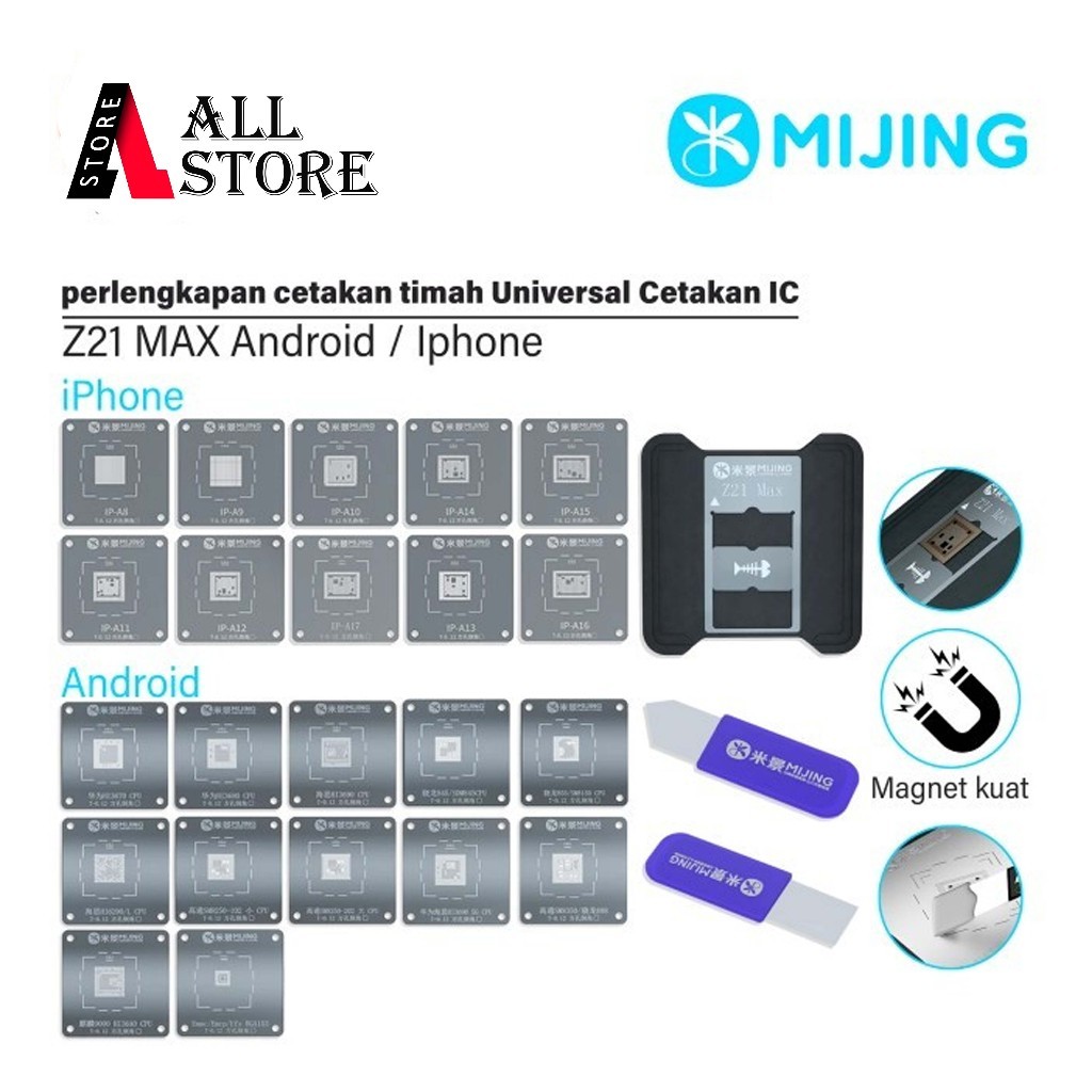 Cetakan IC CPU Reballing Stencil Platform Iphone Mijing KZT Z21 Max For iphone Original