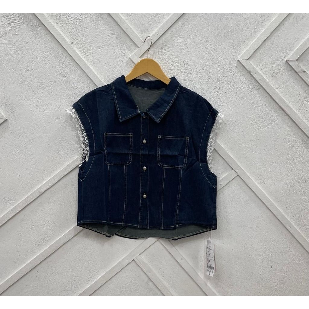Vest Wanita Import Bahan Jeans Mix Renda 149