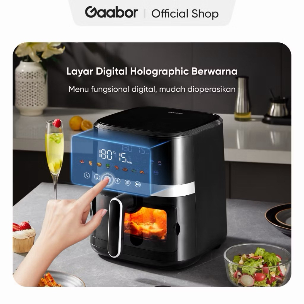 INSTANT Gaabor Air Fryer Digital 6.5L Touch Screen Penggorengan Tanpa Minyak Transparan / AF65T-BK01