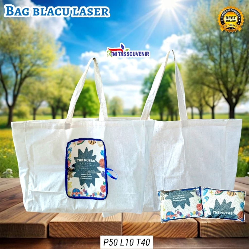 Tas Kantong Belanja Lipat Blacu Tas Souvenir Blacu Lipat Sablon Laser