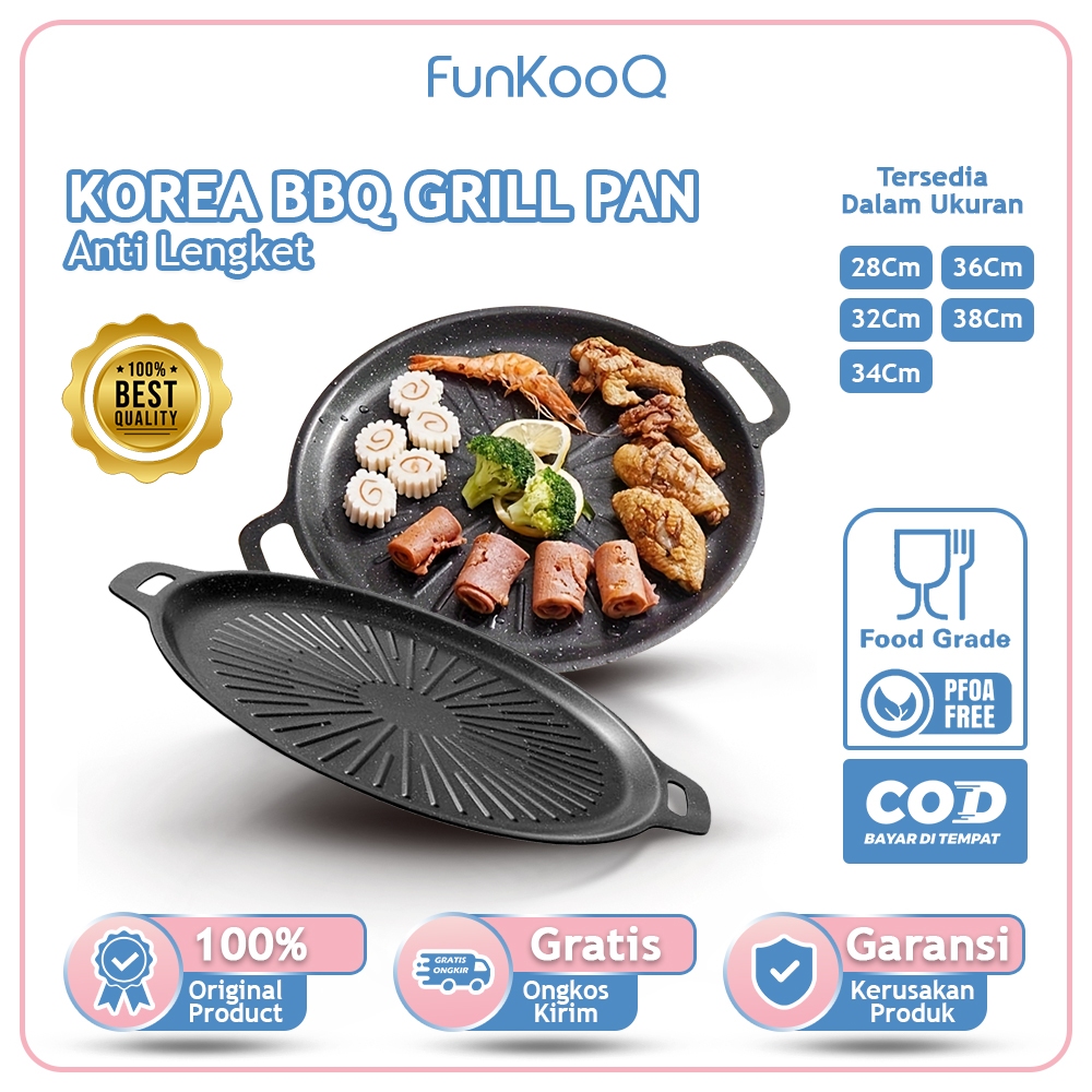 Grill Pan BBQ Premium Anti Lengket Alat Panggang Korean BBQ Daging Tumis Serbaguna