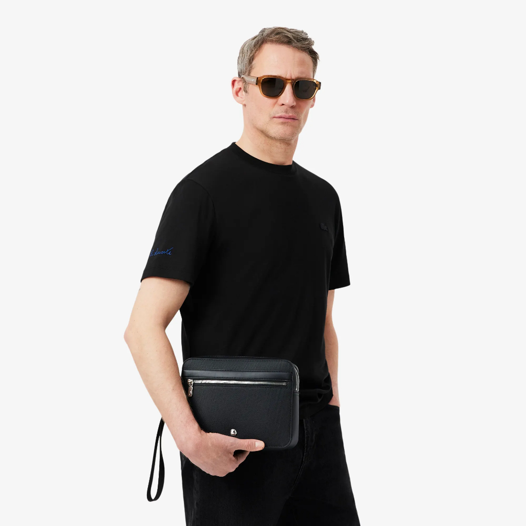LACOSTE clutch handbag pria casual formal daily hitam tas tangan