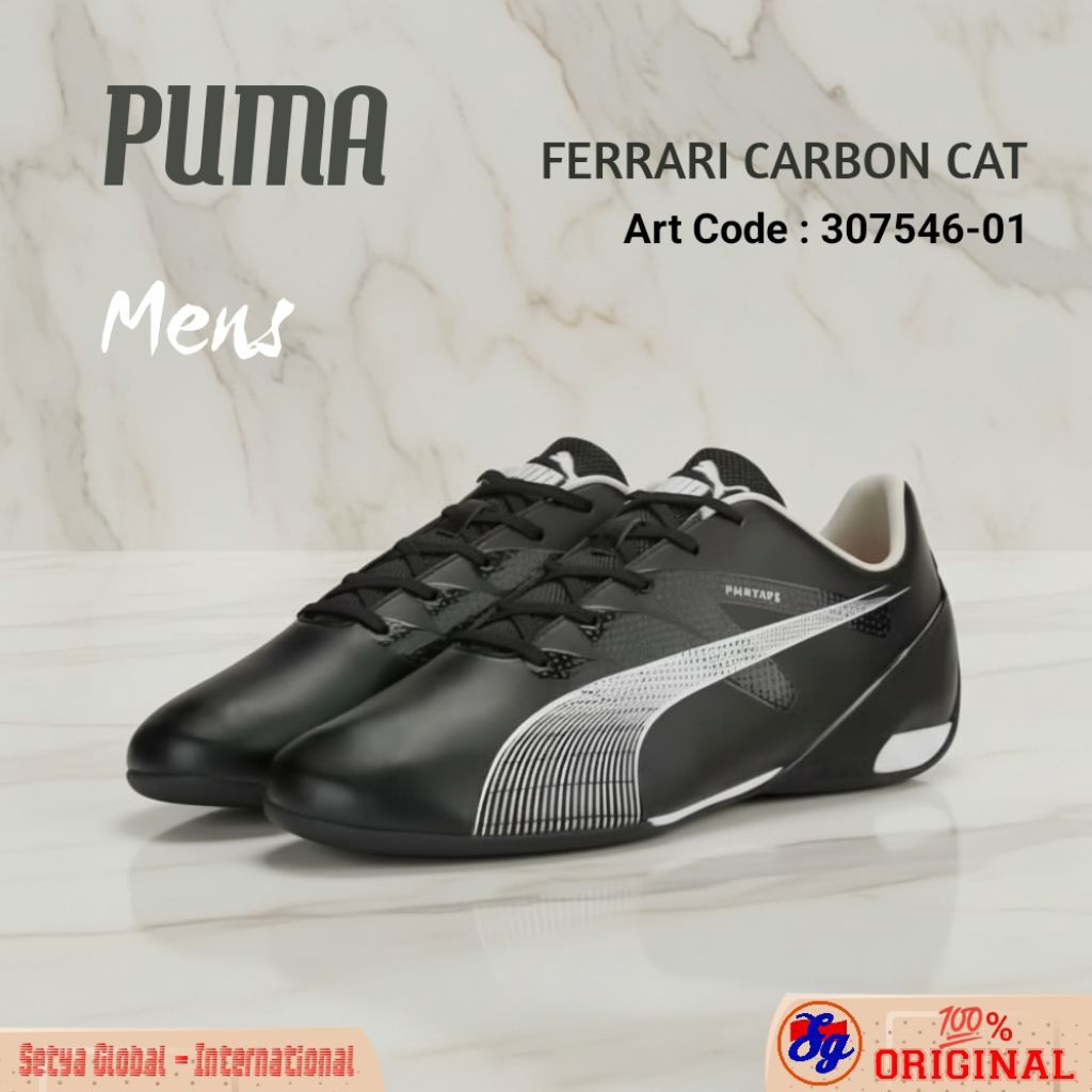 Sepatu PUMA Shoes MENS PRIA Lifestyle FERRARI CARBON CAT Black/White 307546-01 Setya Global