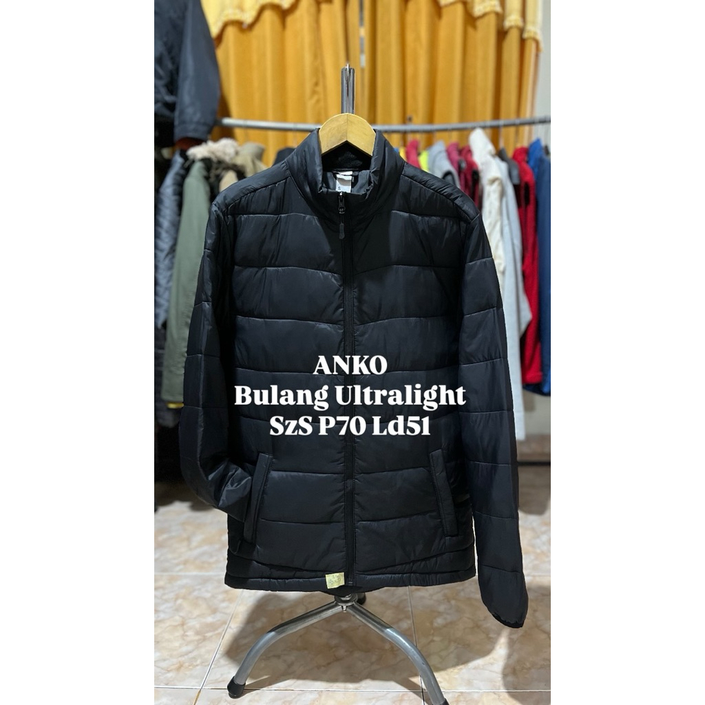 JAKET BULANG ULTRALIGHT ANKO HITAM MODEL TANPA HODIE