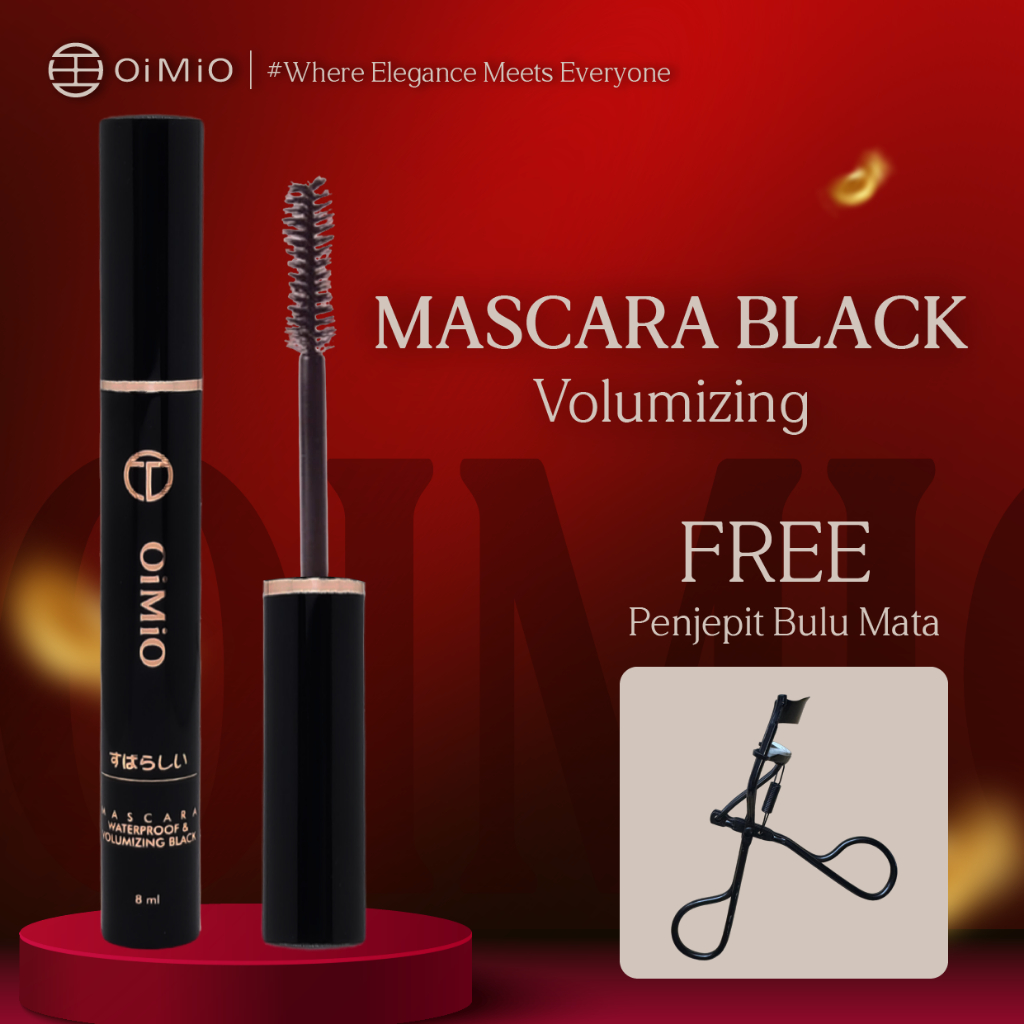 OiMiO Mascara Black & Volumizing (FREE PENJEPIT BULU MATA) Maskara Waterproof Anti Air Melebatkan da