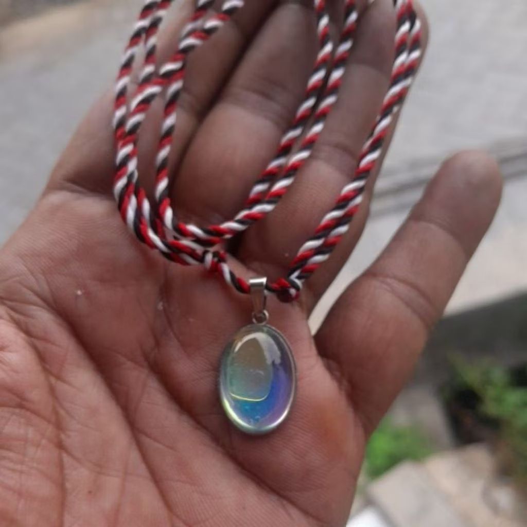 Kalung tridatu batu akik kalimaya pelangi india